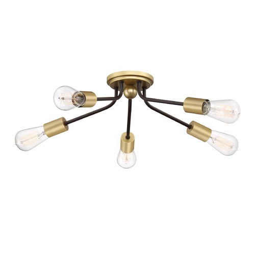 Latitude Flush Mount in Western Bronze & Painted Brass by Quoizel Lighting