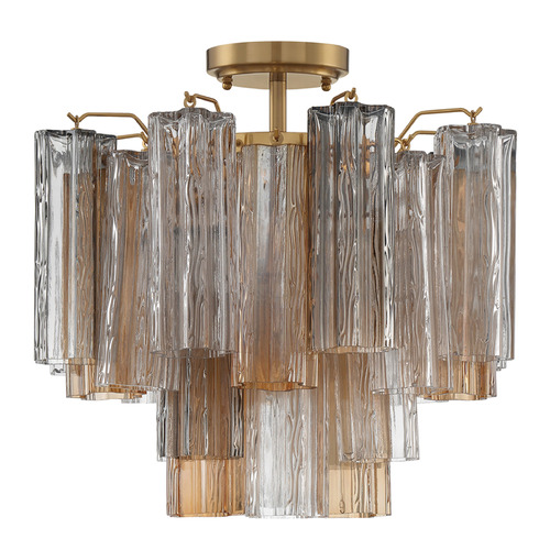 Crystorama Lighting Addis Aged Brass Semi-Flushmount Light
