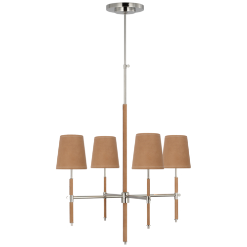 Visual Comfort Signature Collection Bryant Small Wrapped Chandelier in Polished Nickel by VC Signature TOB5580PN/NAT-NAT