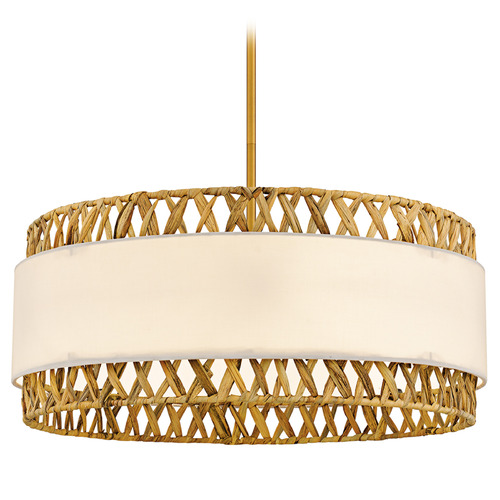 Quoizel Lighting Quoizel Lighting Kate Brushed Gold Pendant Light with Drum Shade KAT2824BRG