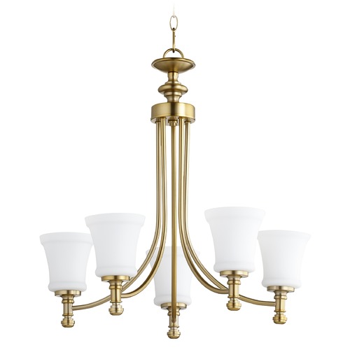 Quorum Lighting Rossington Aged Brass Chandelier by Quorum Lighting 6122-5-80