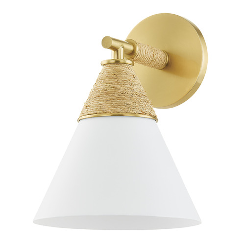 Mitzi by Hudson Valley Mitzi Alana Aged Brass Ceramic White Sconce H709101-AGB/TWH
