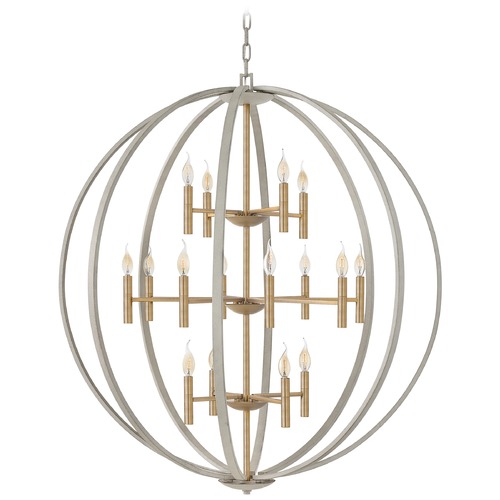 Euclid 16-Light Cement Gray & Heirloom Brass Chandelier by Hinkley Lighting