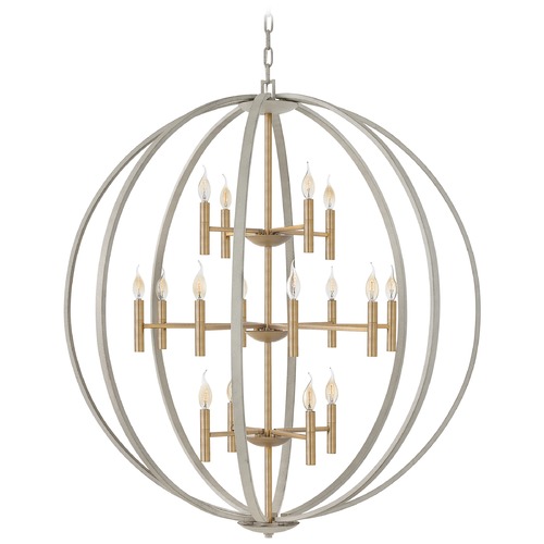 Hinkley Euclid 16-Light Cement Gray & Heirloom Brass Chandelier by Hinkley Lighting 3464CG