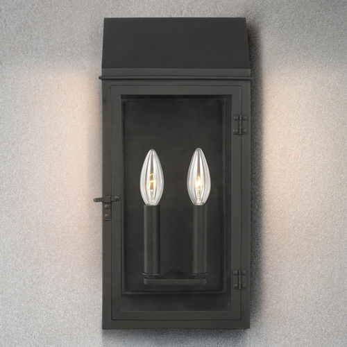 Chapman & Meyers Hingham 16-Inch Tall Textured Black Outdoor Wall Light by Visual Comfort Studio