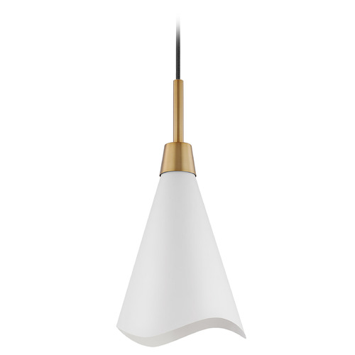 Tango Large Pendant in Burnished Brass & Matte White by Nuvo Lighting