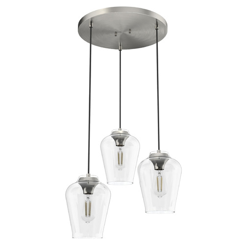 Hunter Fan Company Hunter Fan Company Vidria Brushed Nickel Multi-Light Pendant with Bowl / Dome Shade 19727