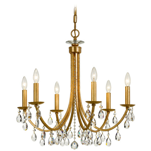 Crystorama Lighting Bridgehampton Antique Gold Crystal Chandelier