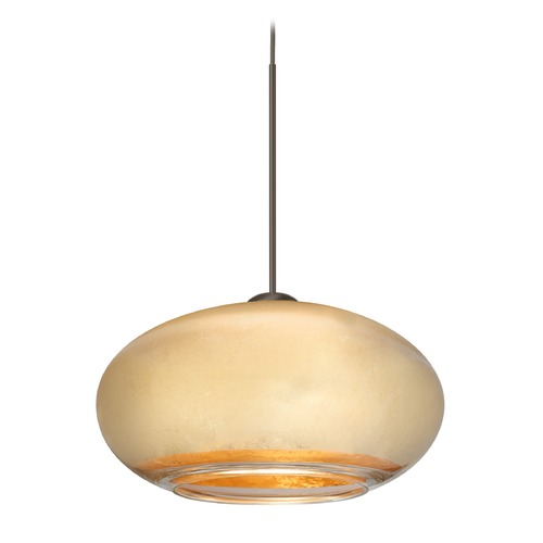 Besa Lighting Besa Lighting Brio Bronze Mini-Pendant Light with Oblong Shade 1XT-2492GF-BR