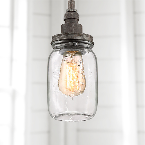 Squire Rustic Black Mini Pendant by Quoizel Lighting