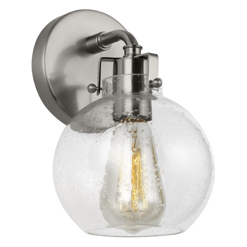 Clara Wall Sconce in Satin Nickel with Clear Seeded Glass by Visual Comfort Studio