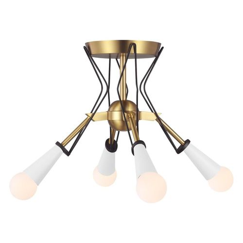 Generation Lighting ED Ellen-DeGeneres Piro 14.75-Inch Burnished Brass & Black Semi-Flush Mount by Generation Lighting EF1044MBKBBS