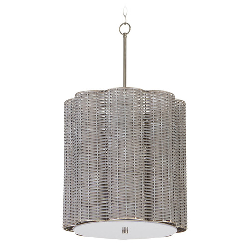 Cyan Design Bombora Brushed Grey Cane and Nickel Pendant Light with Scalloped Shade