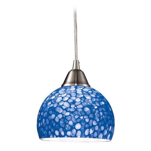 Elk Lighting Modern Mini-Pendant Light with Blue Glass 10143/1PB