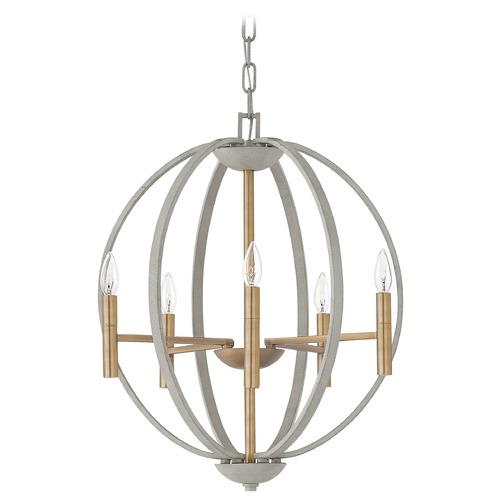 Euclid 6-Light Cement Gray & Heirloom Brass Chandelier by Hinkley Lighting