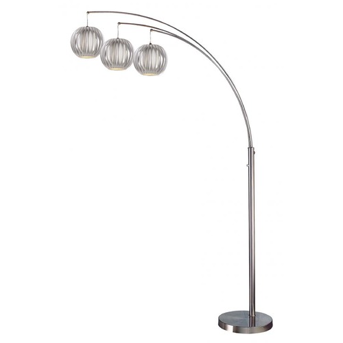 Lite Source Lighting Lite Source Deion Polished Steel Arc Lamp with Globe Shade LS-8871PS/GREY