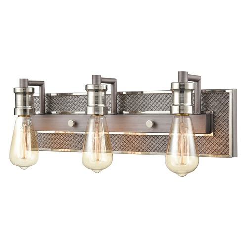 Elk Lighting Elk Lighting Gridiron Weathered Zinc, Polished Nickel Bathroom Light 15493/3