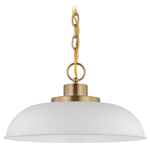 Nuvo Lighting Colony Small Pendant in Burnished Brass & White by Nuvo Lighting 60-7480
