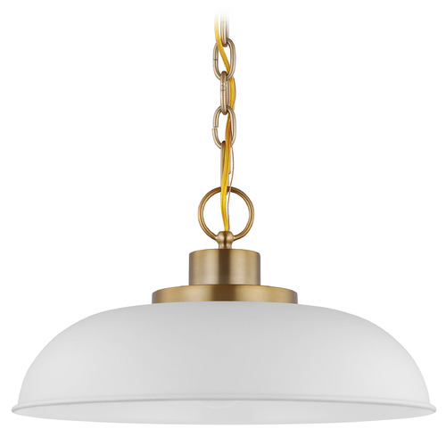 Colony Small Pendant in Burnished Brass & White by Nuvo Lighting