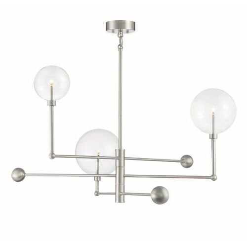 3-Light Modern Chandelier in Brushed Nickel by Meridian