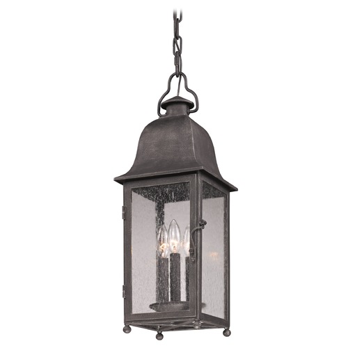 Troy Lighting Larchmont Outdoor Hanging Lantern in Aged Pewter F3217
