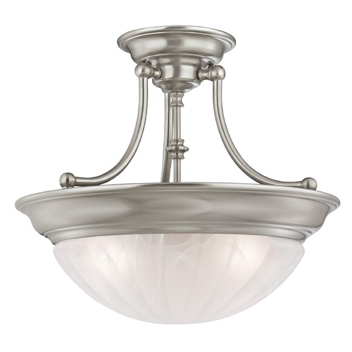 Design Classics Lighting 16-Inch Satin Nickel Three-Light Semi-Flush Light 565-09