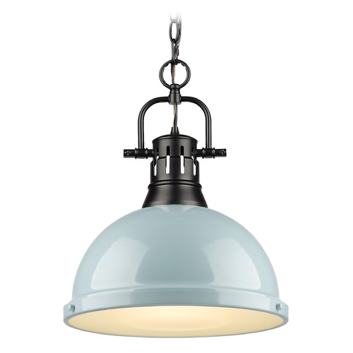 Golden Lighting Duncan Large Pendant in Black & Seafoam by Golden Lighting 3602-LBLK-SF