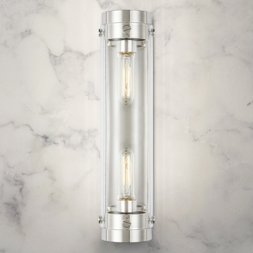 Chapman & Meyers Garrett 18-Inch Tall Polished Nickel Sconce by Visual Comfort Studio