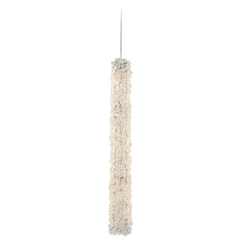 Allegri Crystal Lina Chrome LED Mini-Pendant Light with Cylindrical Shade