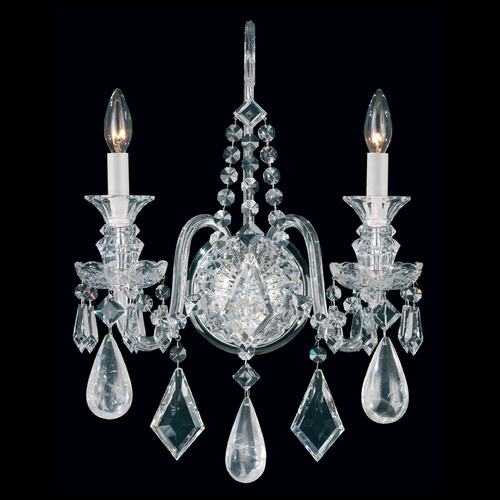 Schonbek Worldwide Lighting Hamilton Rock Crystal Polished Silver Sconce