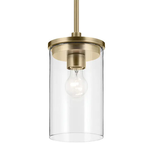 Kichler Lighting Crosby Natural Brass Mini-Pendant Light with Cylindrical Shade
