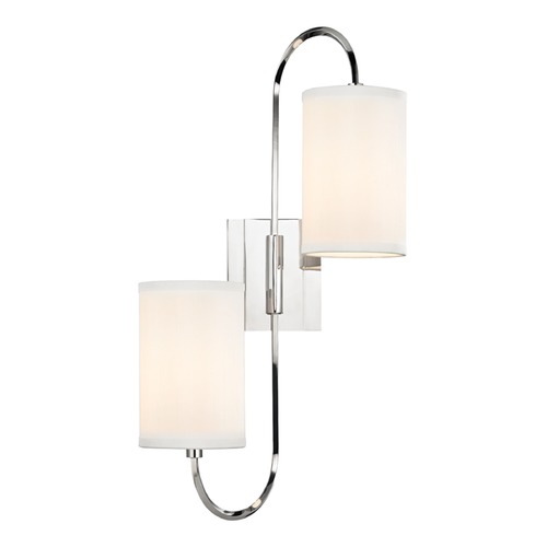 Junius 2-Light Wall Sconce in Polished Nickel with Faux Silk Shades by Hudson Valley Lighting