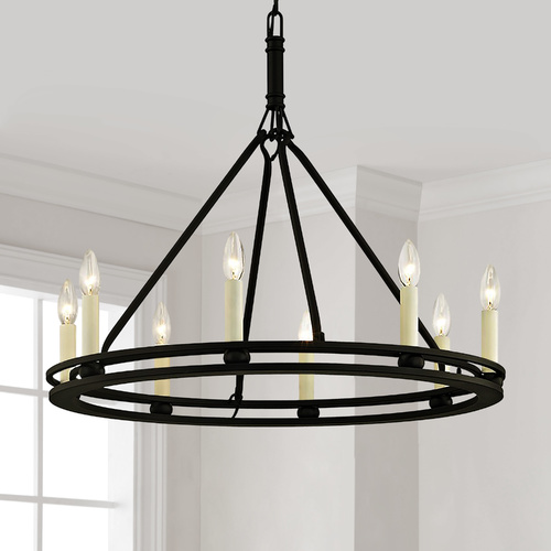 Troy Lighting Troy Lighting Sutton Textured Black with White Chandelier F6236