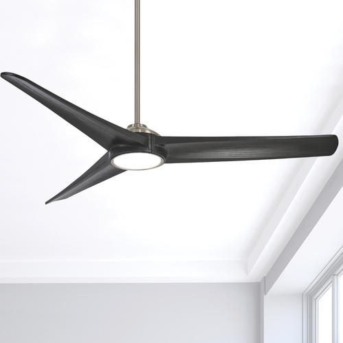Minka Aire Timber 68-Inch LED Smart Fan in Brushed Nickel with Coal Blades F747L-BN/CL