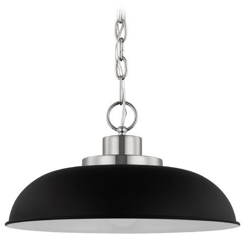 Colony Small Pendant in Polished Nickel & Matte Black by Nuvo Lighting