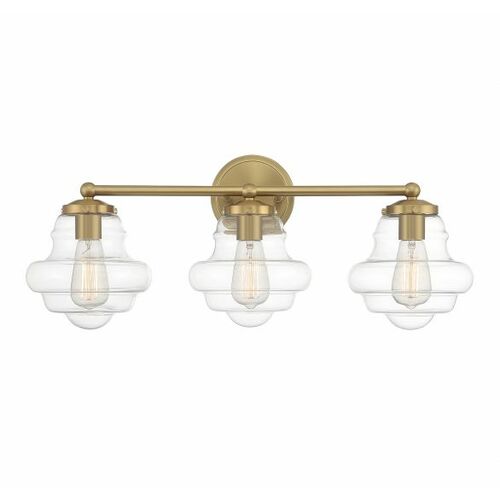 3-Light Vanity Light in Natural Brass by Meridian