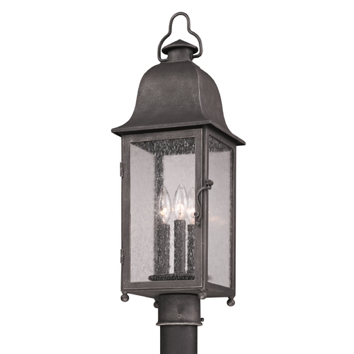 Troy Lighting Post Light with Clear Glass in Aged Pewter Finish P3215
