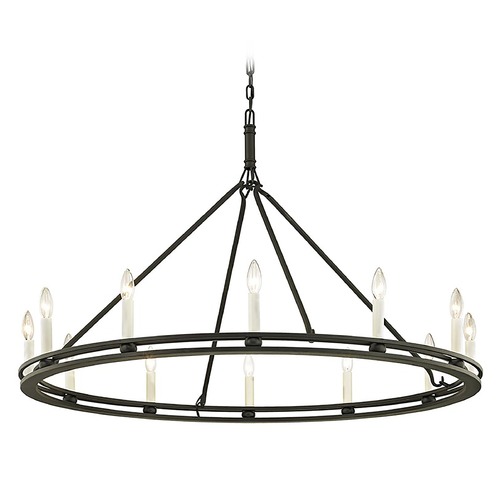 Troy Lighting Troy Lighting Sutton Textured Black with White Chandelier F6237