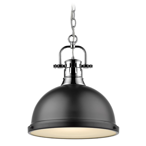 Duncan Large Pendant in Chrome & Matte Black by Golden Lighting