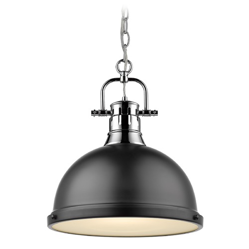 Golden Lighting Duncan Large Pendant in Chrome & Matte Black by Golden Lighting 3602-LCH-BLK