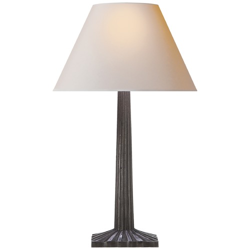 Visual Comfort Signature Collection E.F. Chapman Strie Fluted Table Lamp in Aged Iron by Visual Comfort Signature CHA8707AINP