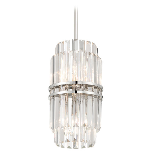 Crystorama Lighting Hayes Polished Nickel Mini-Pendant Light with Cylindrical Shade