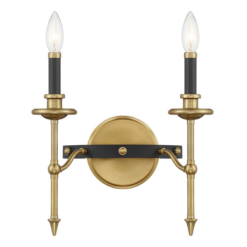 Savoy House Lighting Consulate Matte Black & Warm Brass Sconce