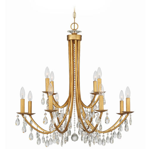 Crystorama Lighting Bridgehampton Antique Gold Crystal Chandelier