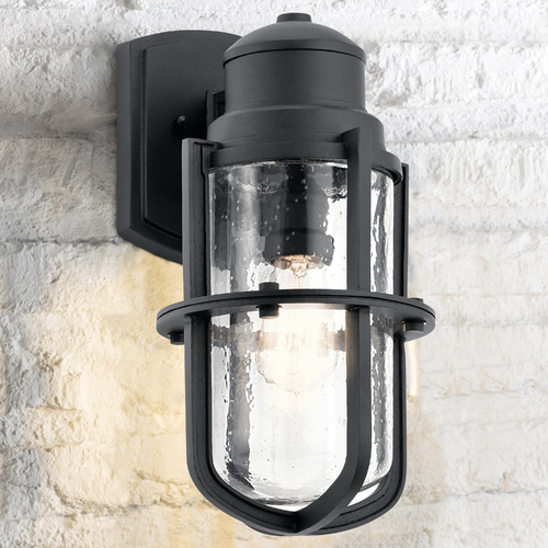 Kichler Lighting Seeded Glass Outdoor Wall Light Black by Kichler Lighting 49858BKT