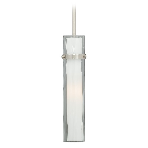 Vaxcel Lighting Vilo Satin Nickel Mini-Pendant Light with Cylindrical Shade by Vaxcel Lighting P0065