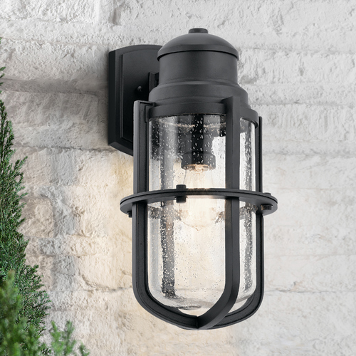 Seeded Glass Outdoor Wall Light Black by Kichler Lighting