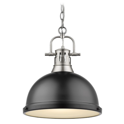 Golden Lighting Duncan Large Pendant in Pewter & Matte Black by Golden Lighting 3602-LPW-BLK