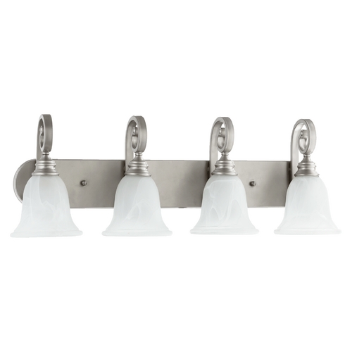 Quorum Lighting Bryant 31.5-Inch Bathroom Light in Classic Nickel with Alabaster Glass by Quorum Lighting 5154-4-64