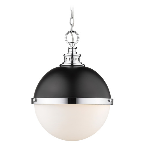 Z-Lite Peyton Matte Black & Chrome Pendant by Z-Lite 619P14-MB-CH